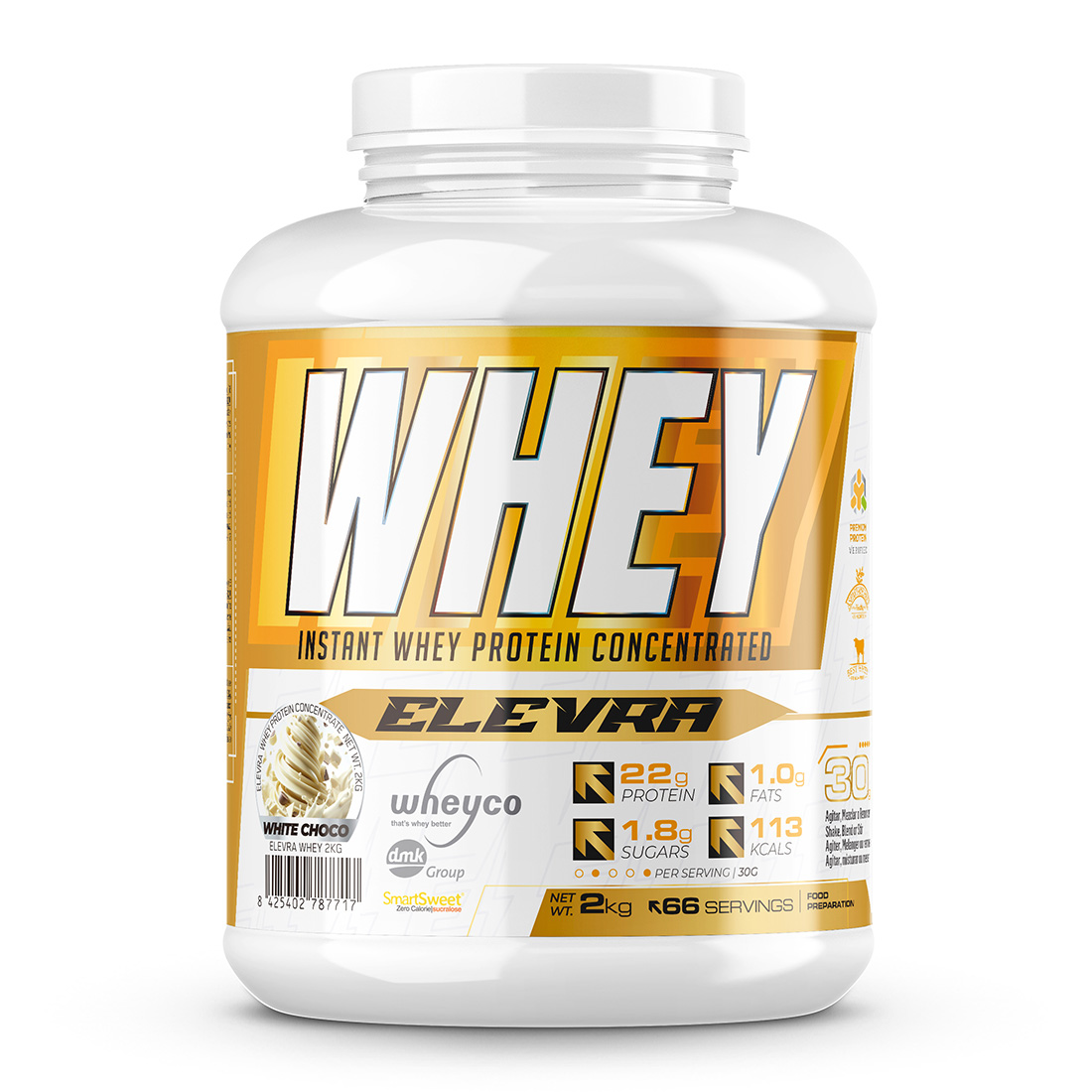 ELEVRA - 100% PRO Whey Protein 2kg / Esta fórmula superior de proteína de suero conce