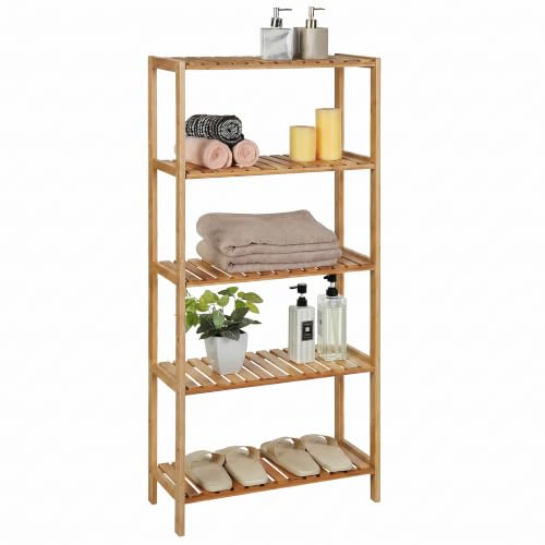 SONGMICS 5 Niveles Estantería de bambú para baño Librería Organizador Zapatero 130 x 