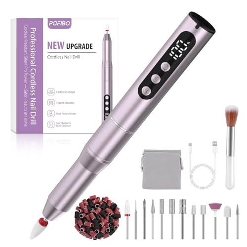 POFIBO Torno para Uñas Profesional 35000 RPM USB, Set de Manicura 12 en 1 ❗️ 🇪🇸