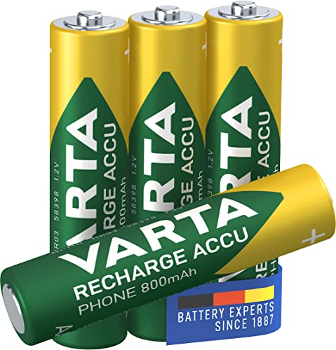 VARTA Pilas AAA, recargables, paquete de 4, Recharge Accu Phone, batería recargable, 