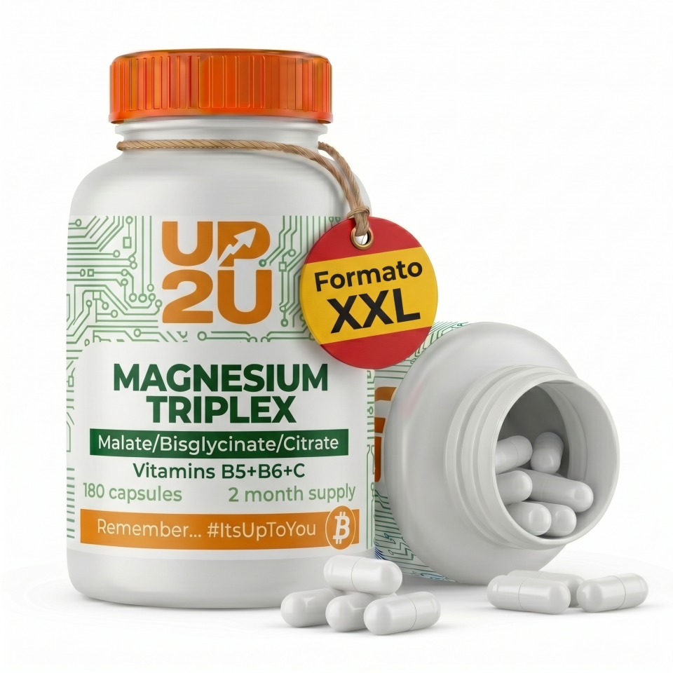 Magnesio Triplex con Malato, Bisglicinato y Citrato, Vitaminas B5, B6 y C, UP2U Nutri