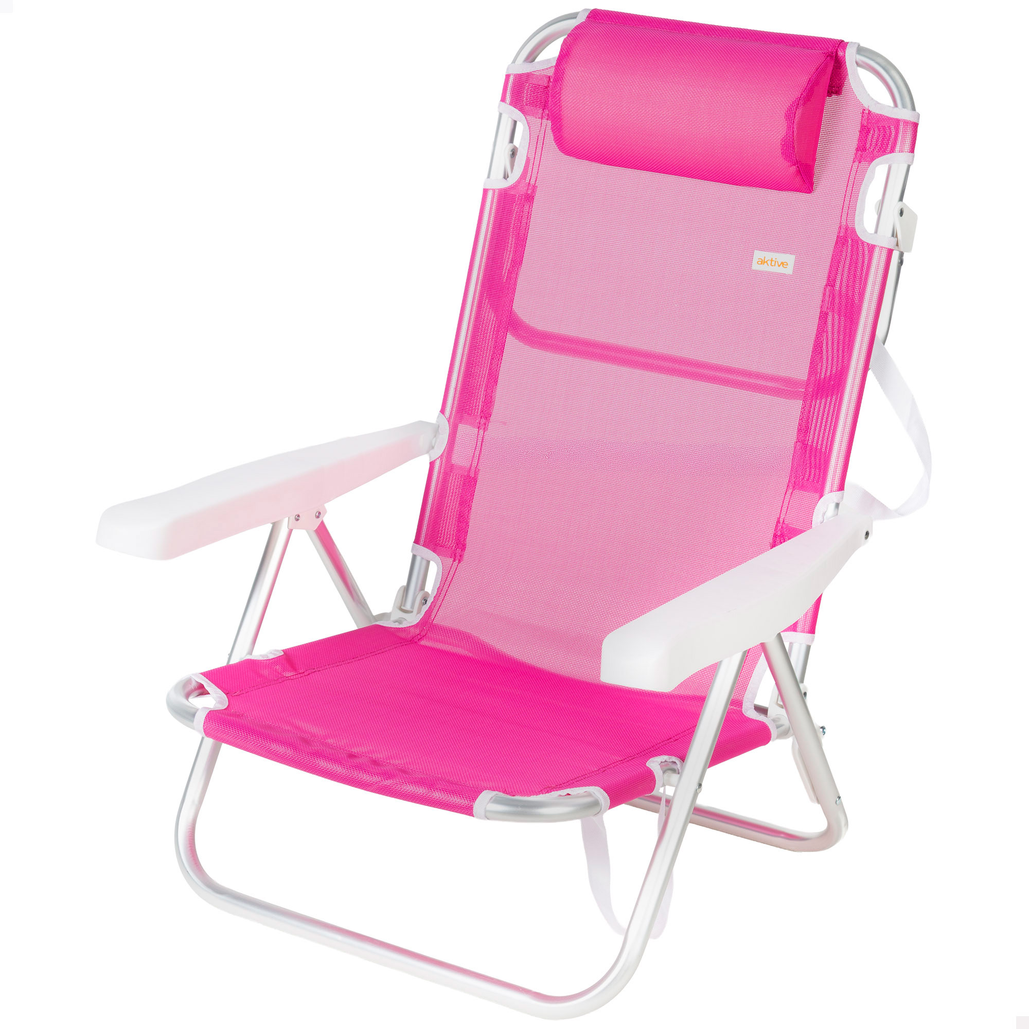 Aktive Silla Playa Plegable Aluminio Textileno Reclinable 5 Posiciones con Cojín Acol