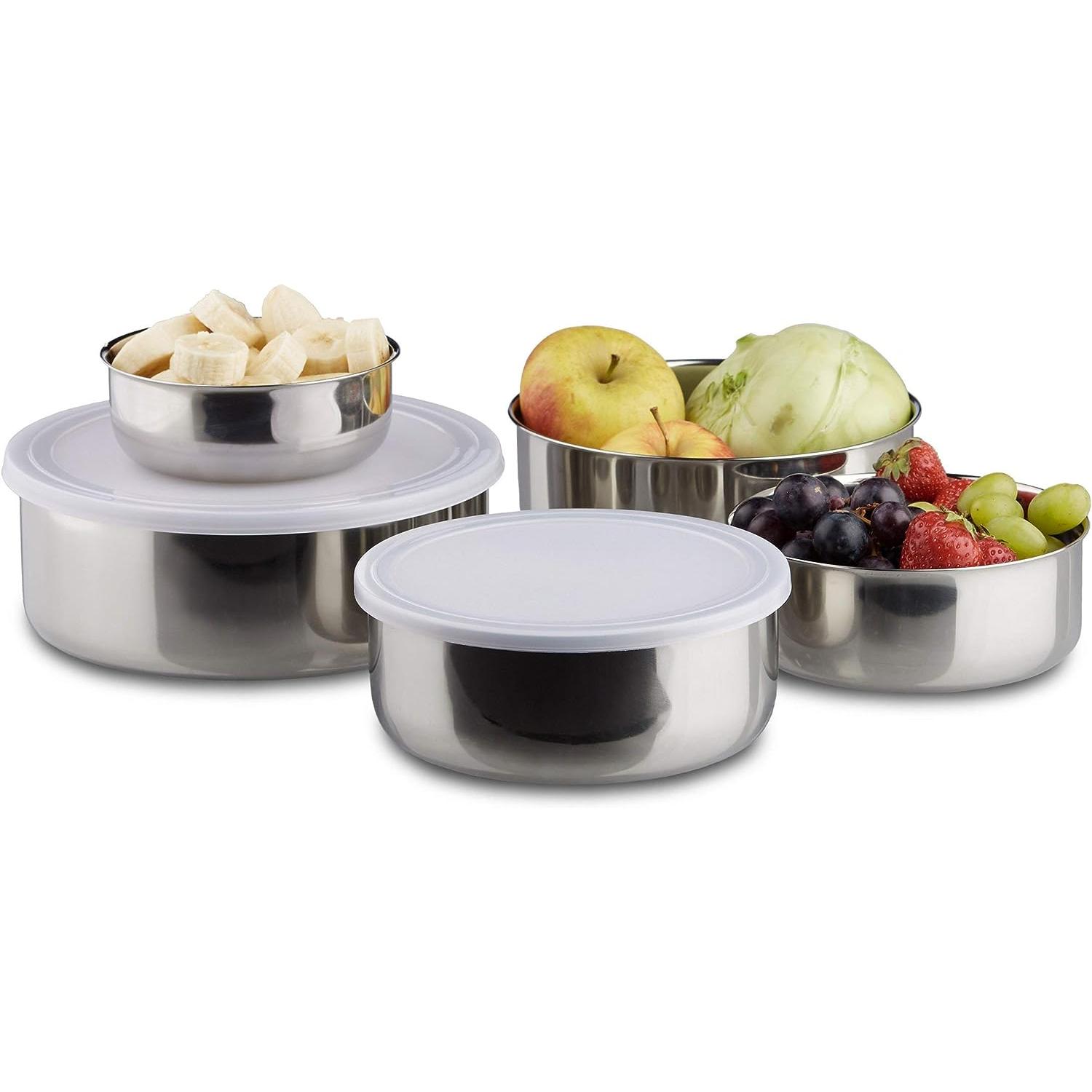Set 5 Fiambreras Hermético Acero Inoxidable con tapa de Plástico, Envases Acero Inoxi