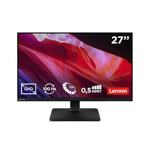 Lenovo L27qe - Monitor QHD 27" (IPS, Tasa de Refresco 100 Hz, Tiempo de Respuesta 4ms