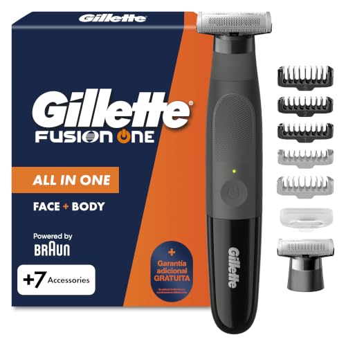 Gillette Fusion One Recortadora de Barba Y Afeitadora Corporal, Negro