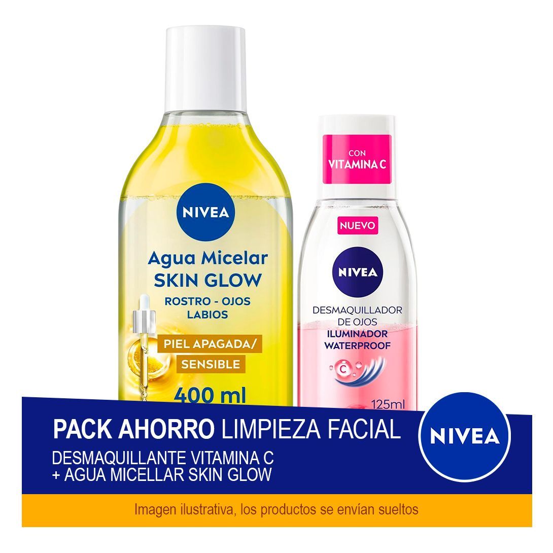 NIVEA Pack Ahorro Limpieza Facial: Desmaquillante Vitamina C + Agua Micellar Skin Glo