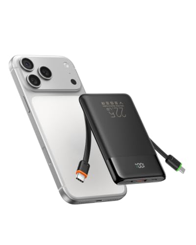 VEGER Batería Externa Carga Rápida 10000mAh Power Bank con Cable | 4 Salidas,22.5W Ca
