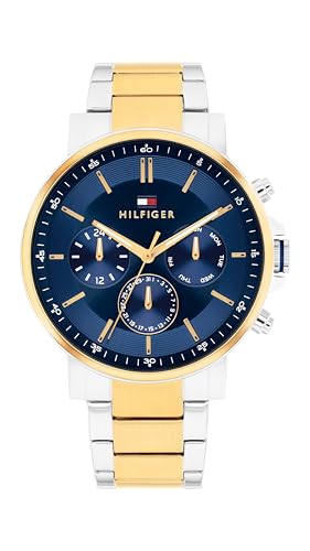 Tommy Hilfiger Reloj Analógico de Cuarzo Multifunción para Hombre con Correa de Acero
